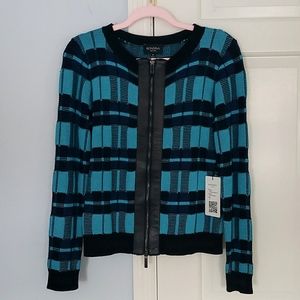 Silk and leather cardigan by Rondina, New York